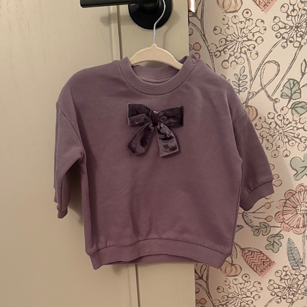 Charcoal grey/blue/purple Kids Shirt with Bow